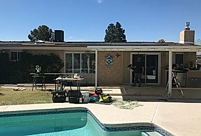 Outdoor patio and pool area